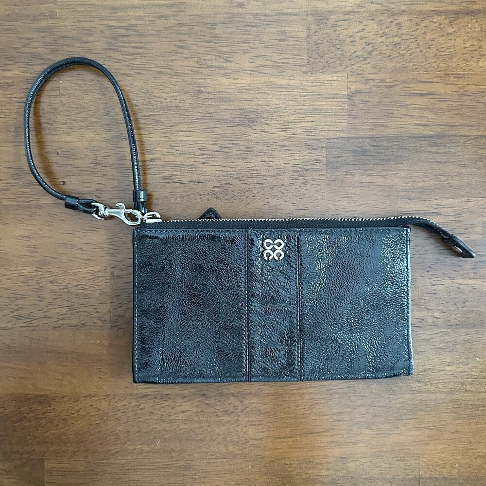 Coach Black Leather Zip Wristlet Wallet
